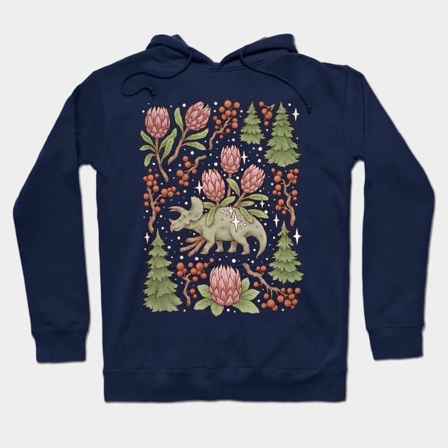 Holiday Triceratops | Christmas Dinosaur Hoodie by OMEGAFAUNA